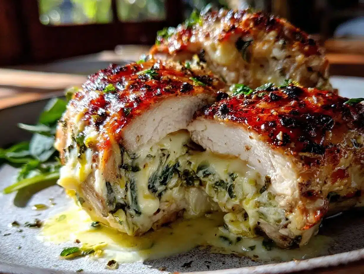 creamy spinach artichoke stuffed chicken breast preparation steps