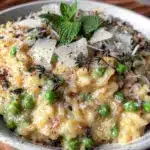 creamy spring pea and mint risotto - featured image