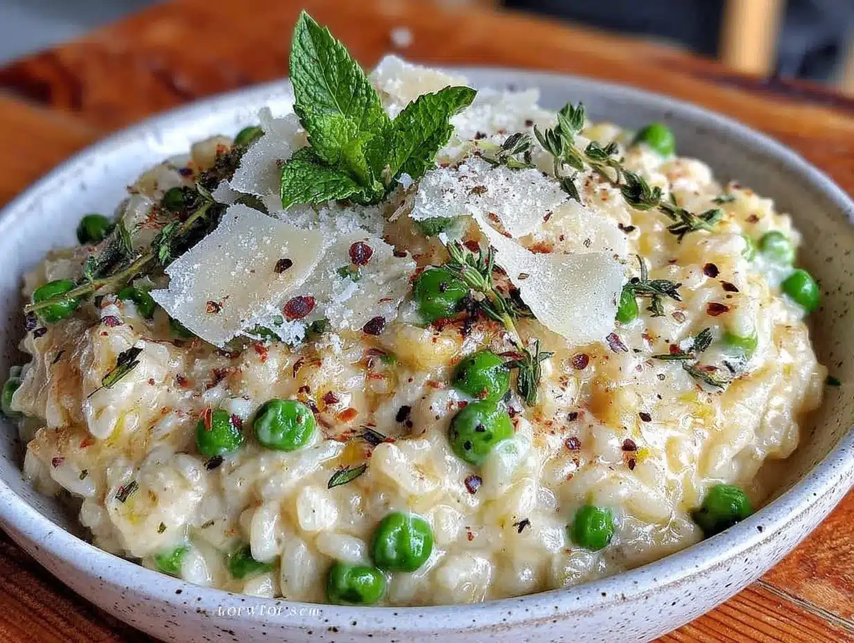 creamy spring pea and mint risotto preparation steps