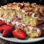 creamy strawberry crunch cake - featured image