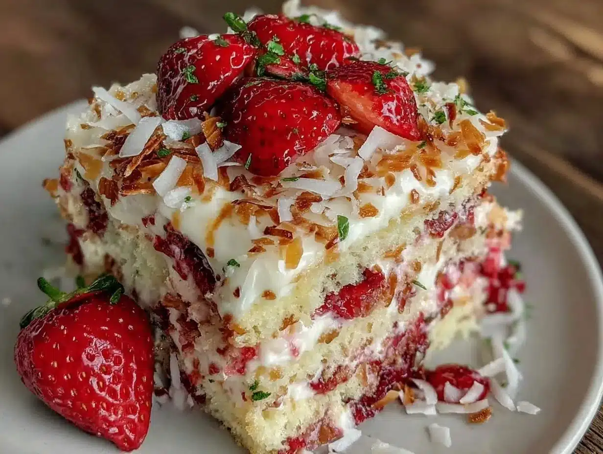 creamy strawberry crunch cake preparation steps