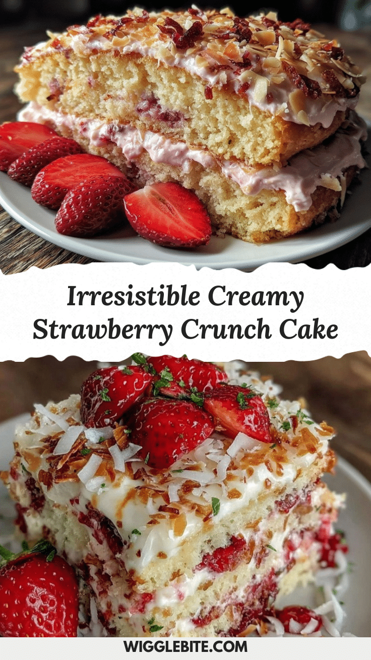 creamy strawberry crunch cake recipe