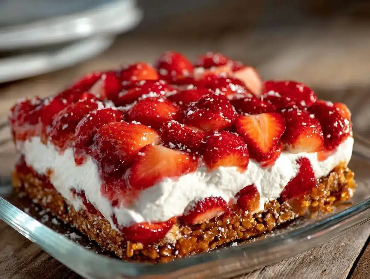 creamy strawberry pretzel salad preparation steps