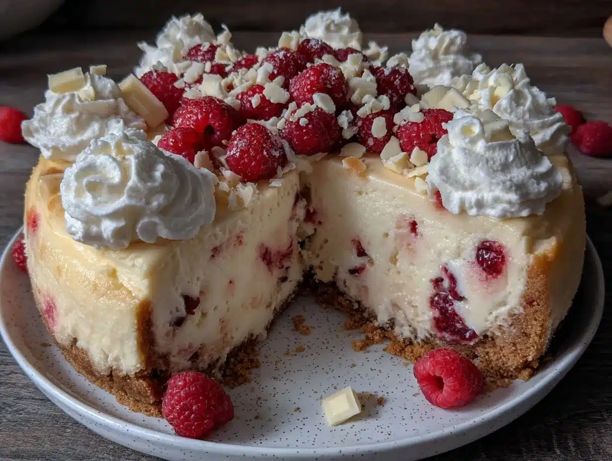 creamy white chocolate raspberry cheesecake preparation steps
