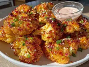 crispy air fryer bang bang cauliflower bites - featured image