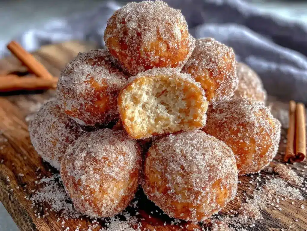 crispy air fryer cinnamon sugar donut holes - featured image