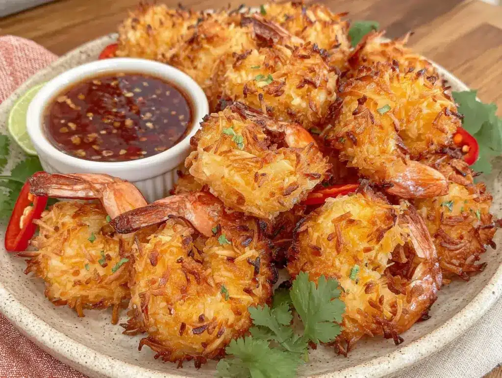 crispy air fryer coconut shrimp - featured image