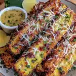 crispy air fryer garlic parmesan zucchini fries - featured image