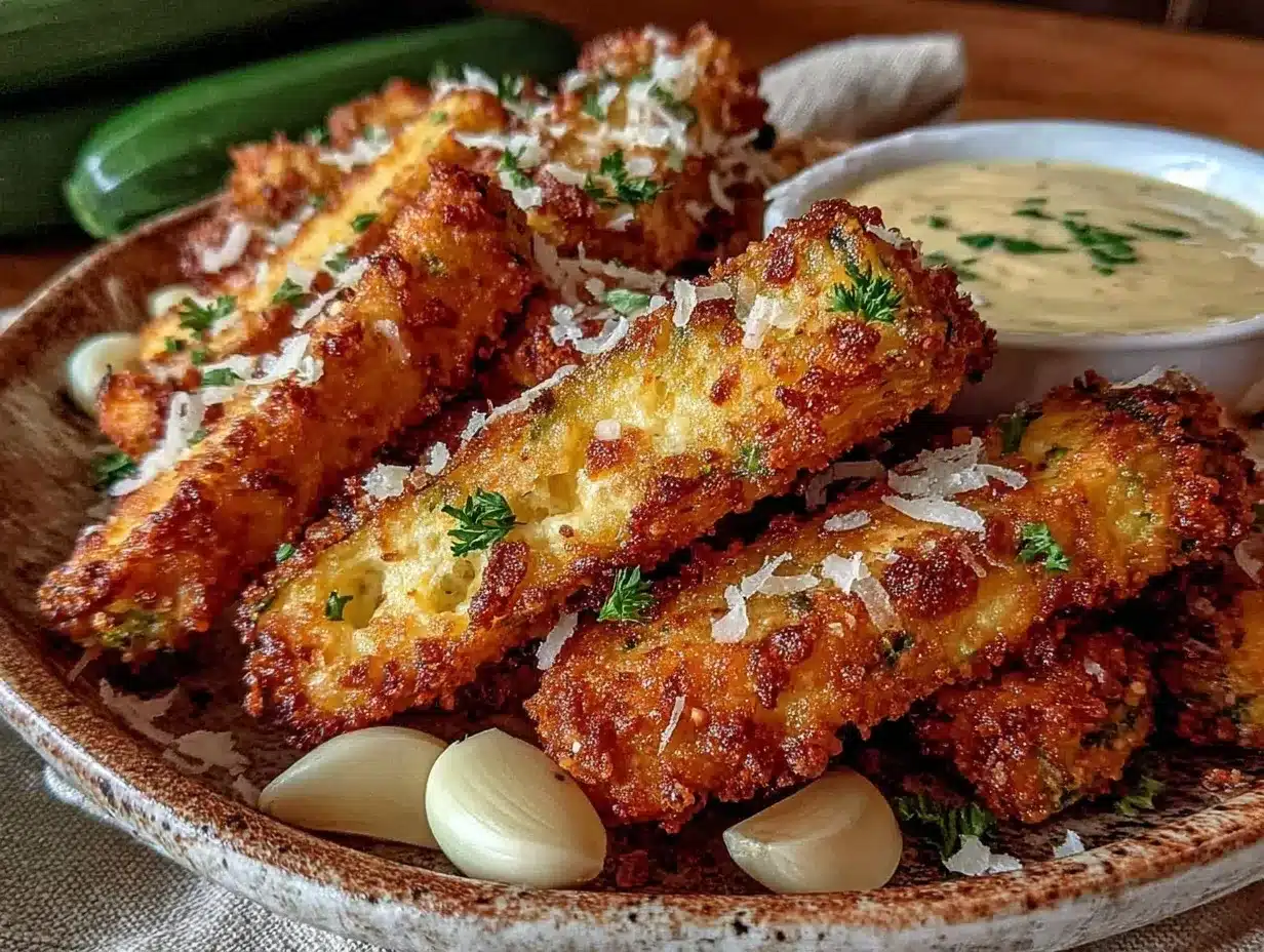 crispy air fryer garlic parmesan zucchini fries preparation steps