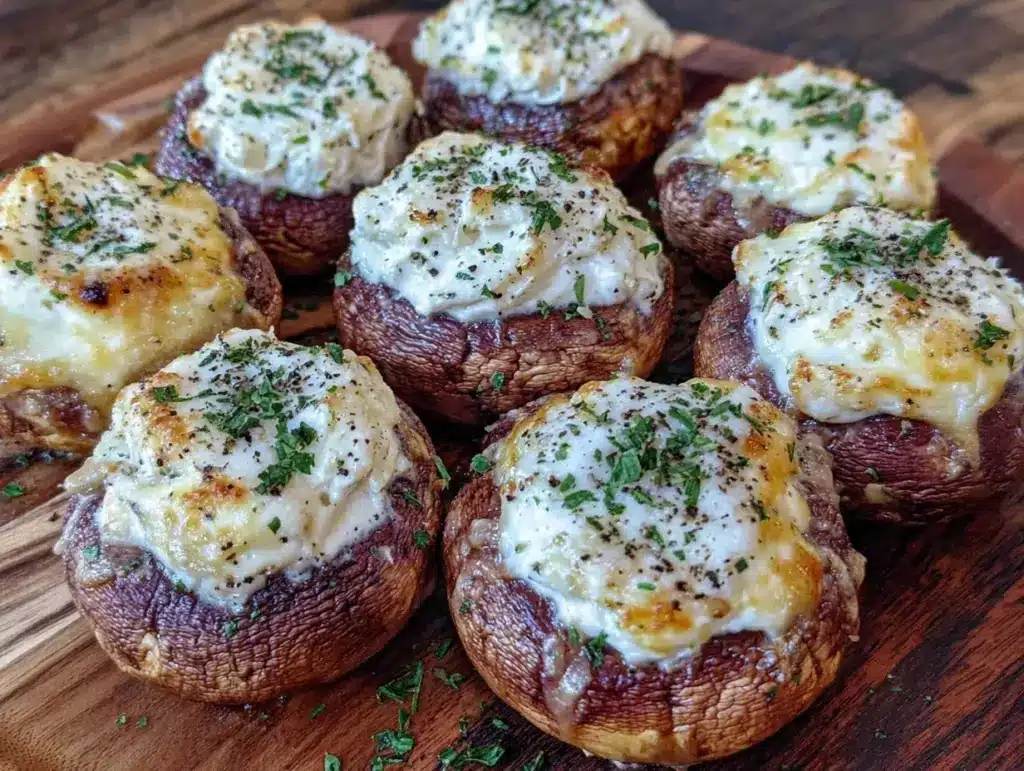 crispy air fryer stuffed mushrooms - featured image
