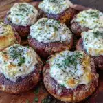crispy air fryer stuffed mushrooms - featured image