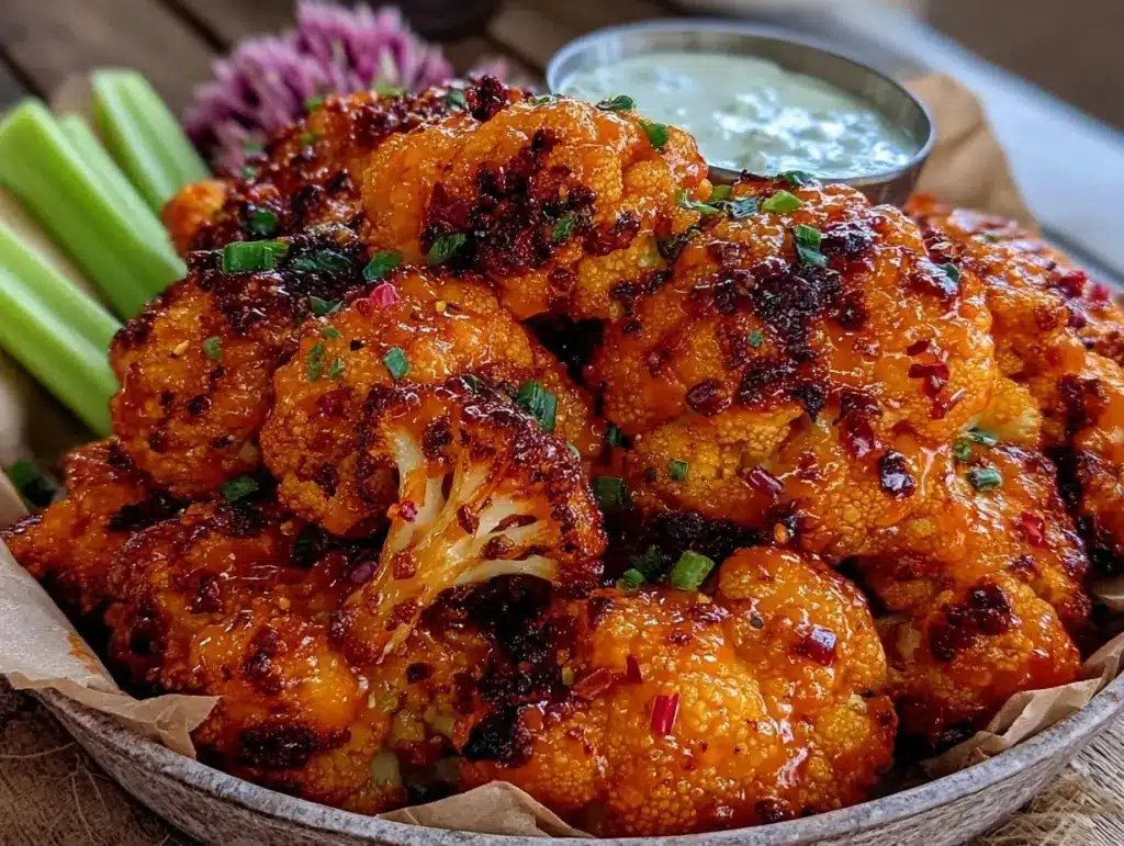 crispy buffalo cauliflower wings - featured image