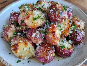 crispy garlic butter roasted radishes - featured image