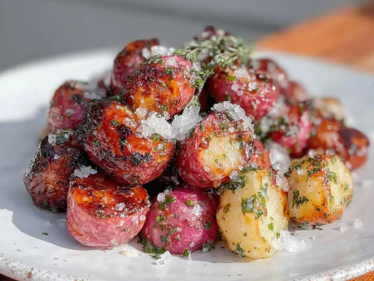 crispy garlic butter roasted radishes preparation steps