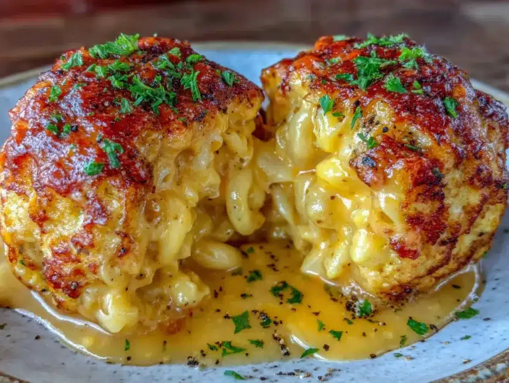 crispy mac and cheese stuffed meatballs - featured image