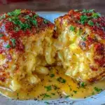 crispy mac and cheese stuffed meatballs - featured image