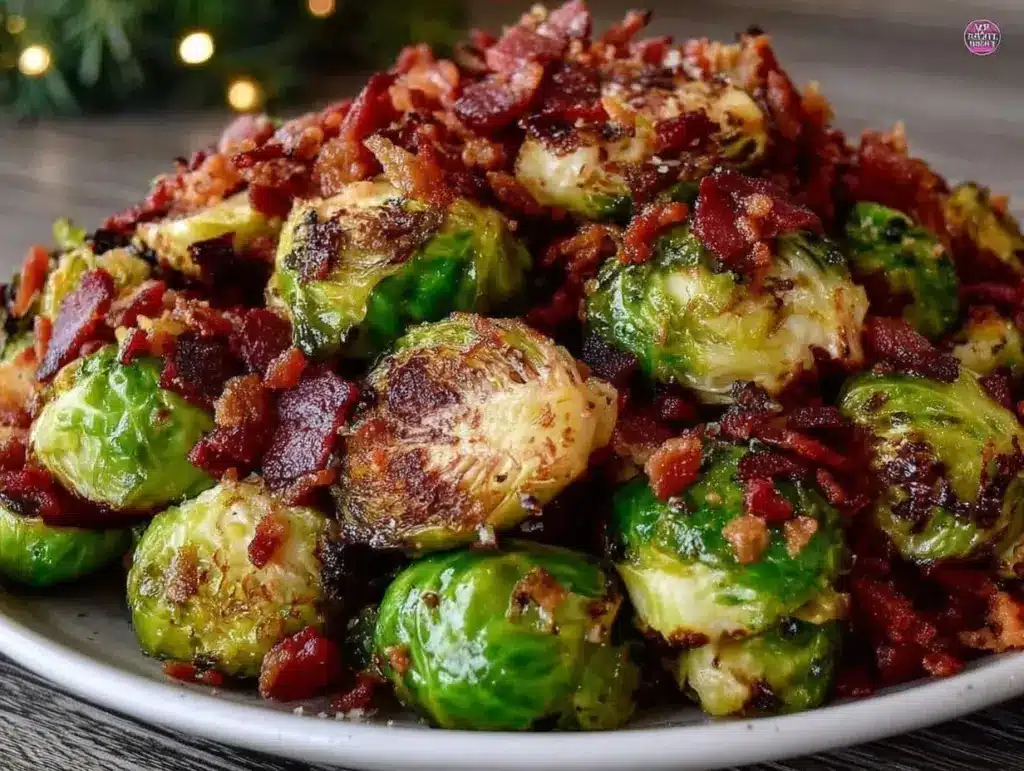 crispy roasted Brussels sprouts with bacon - featured image