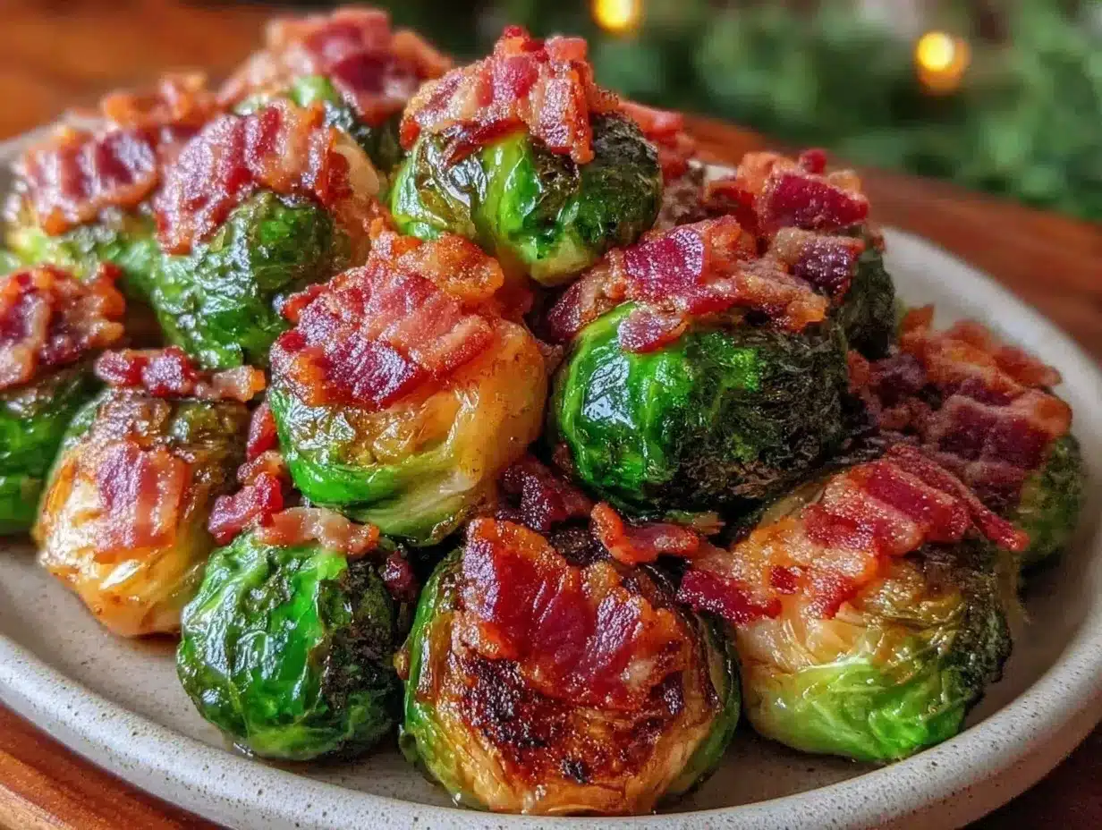 crispy roasted Brussels sprouts with bacon preparation steps