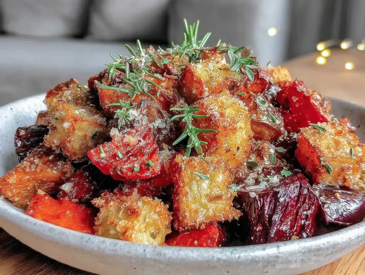 crispy roasted root vegetables medley preparation steps