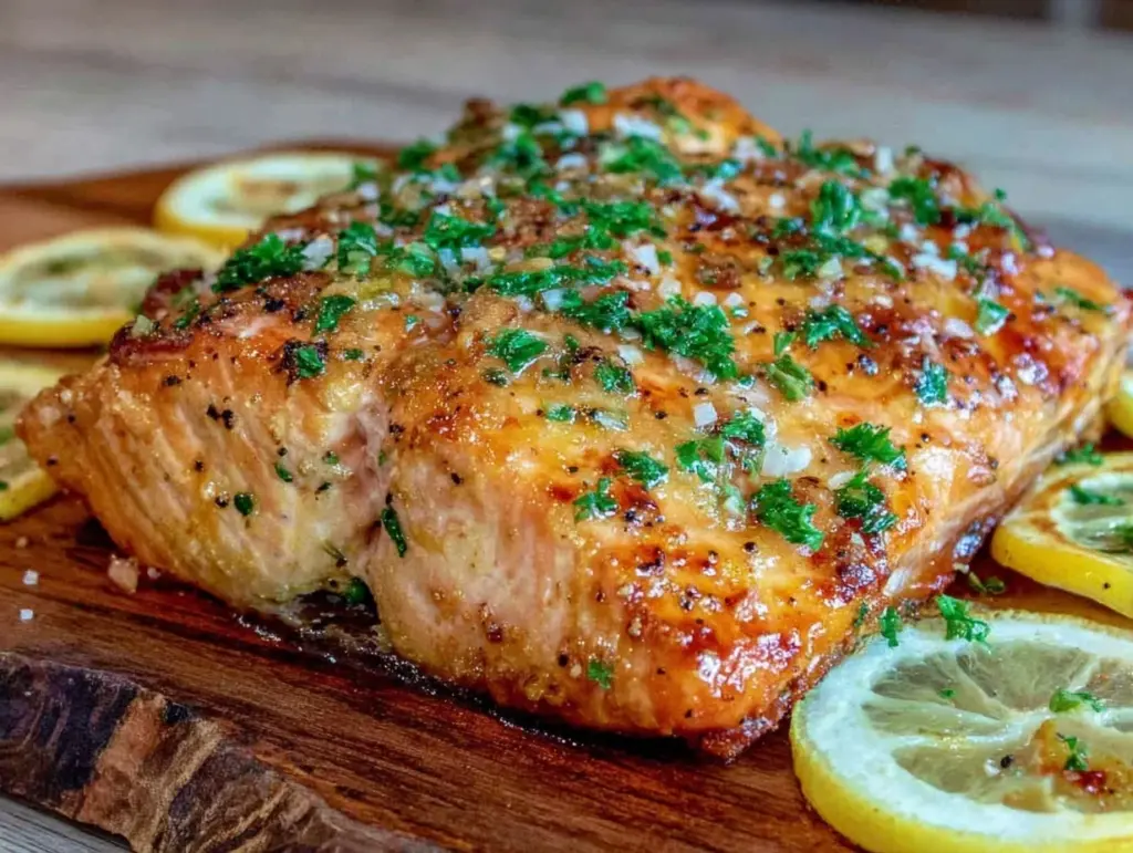 easy crispy baked lemon pepper salmon - featured image