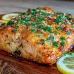 easy crispy baked lemon pepper salmon - featured image