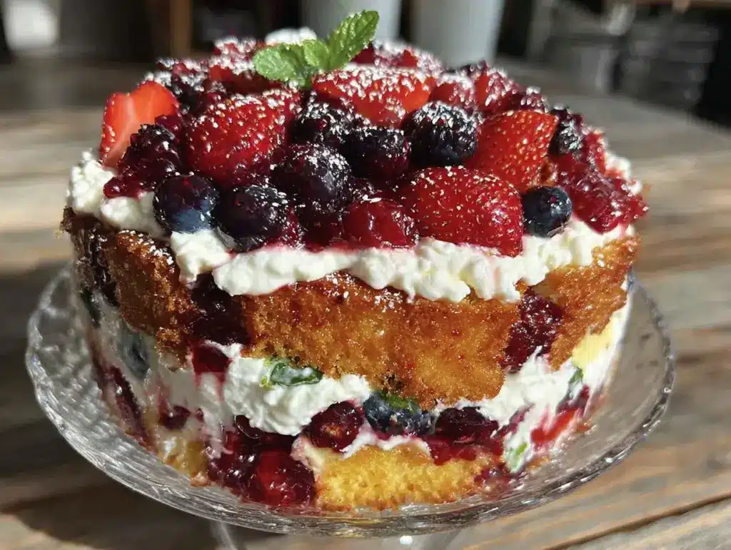 easy layered berry trifle - featured image