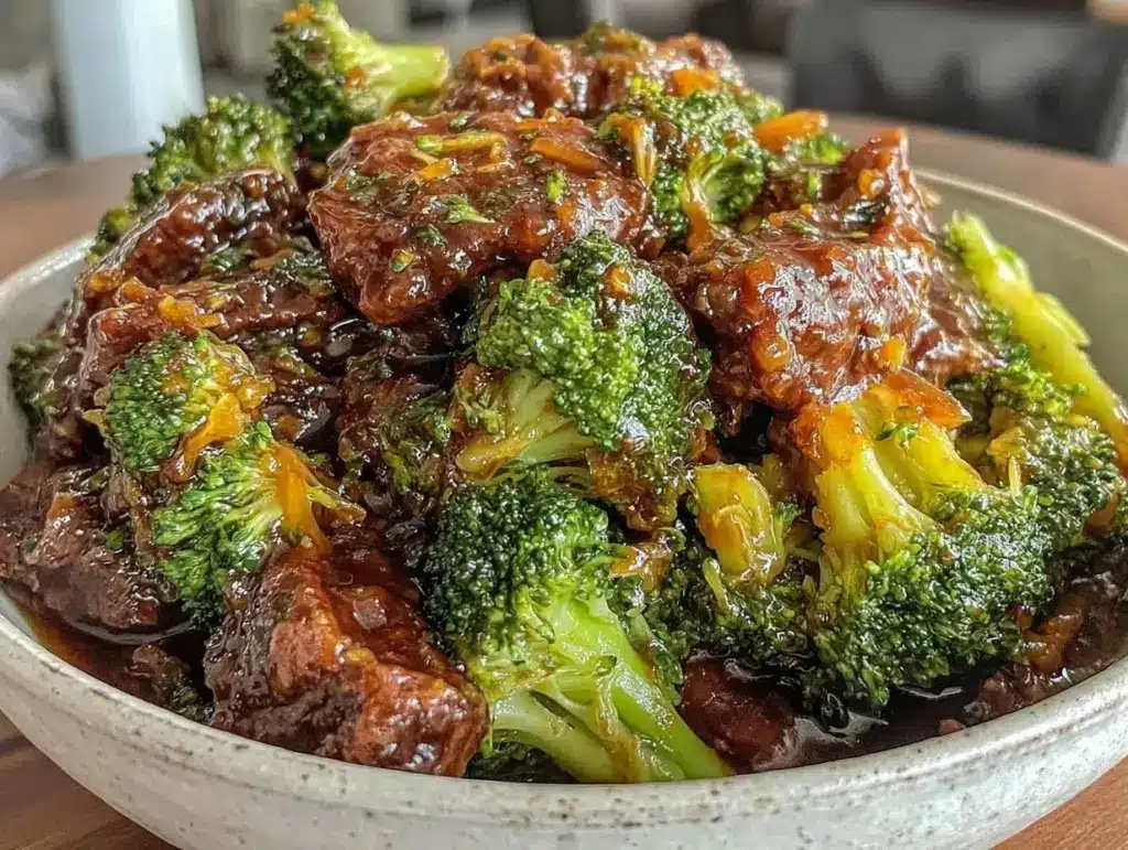 easy tender crockpot beef and broccoli - featured image