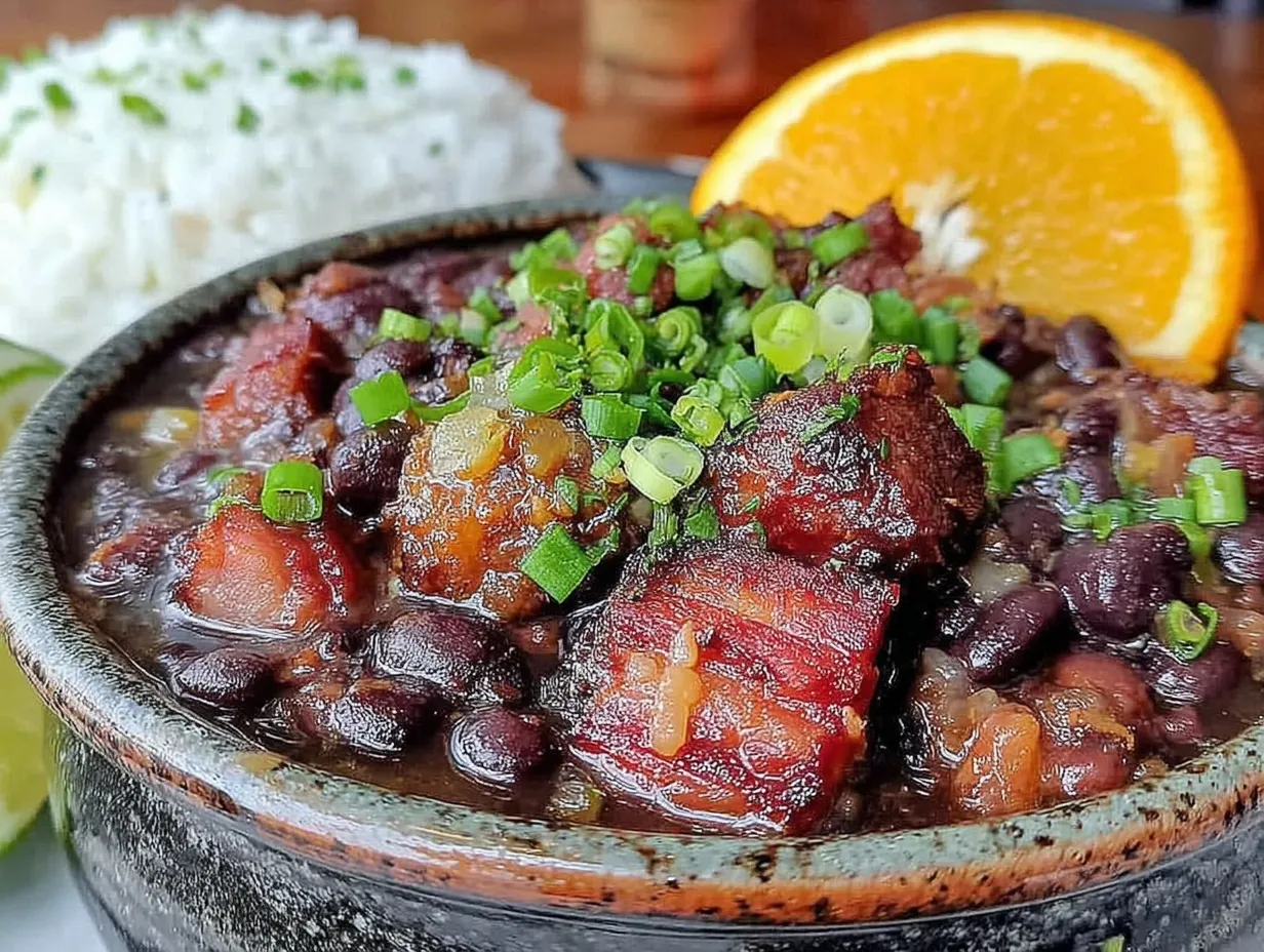 Feijoada Brazilian black bean stew preparation steps
