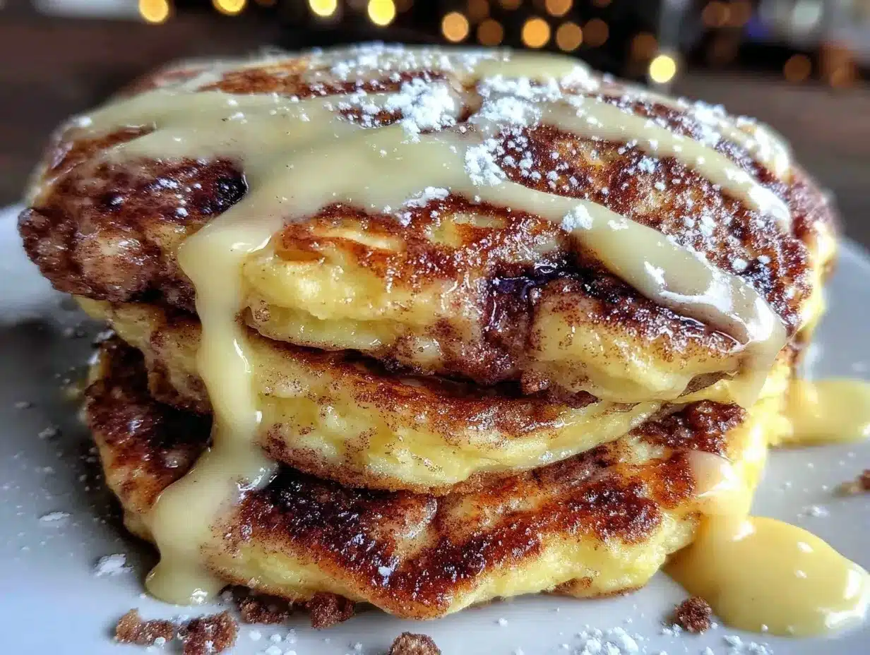 fluffy cinnamon roll pancakes preparation steps