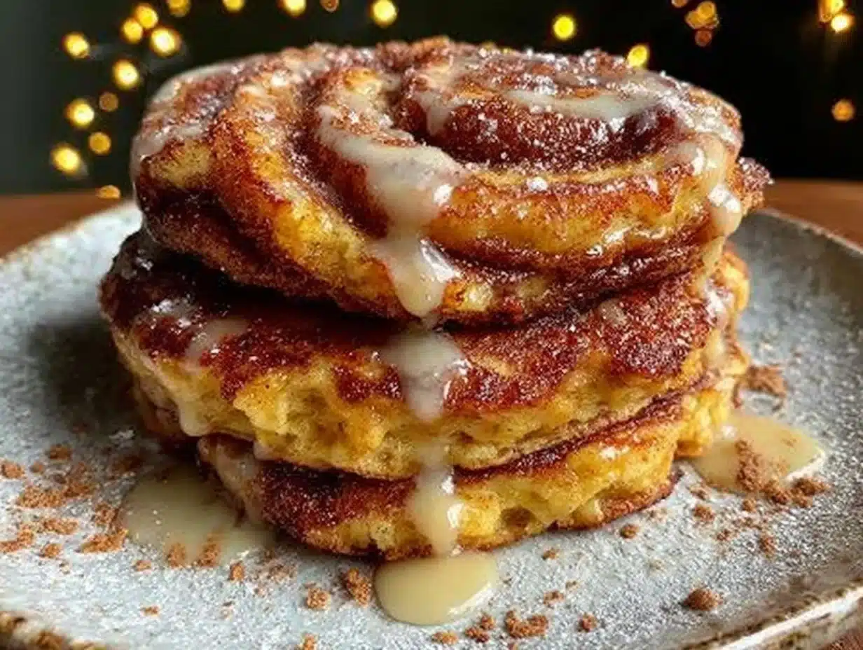 fluffy cinnamon roll pancakes - featured image