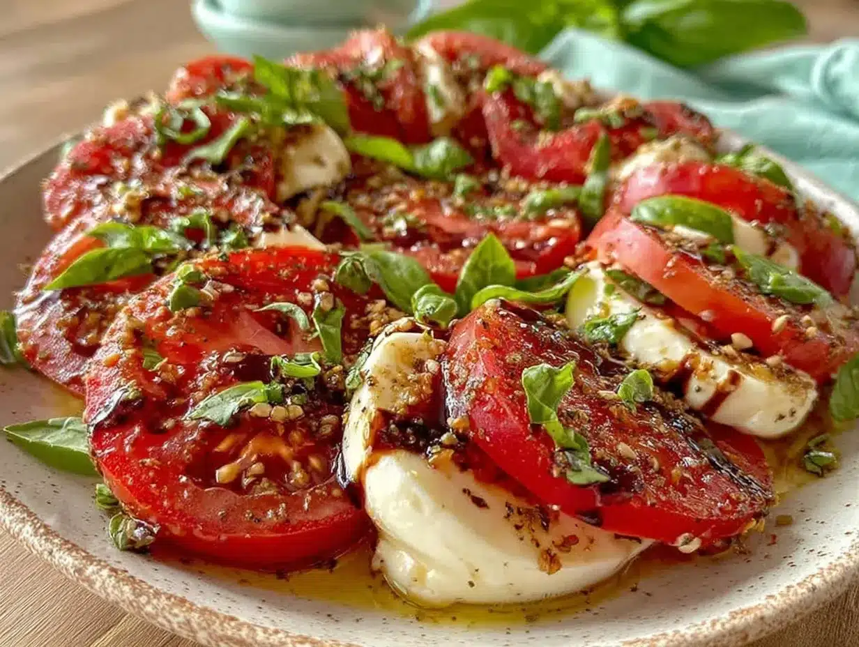 fresh Caprese salad preparation steps