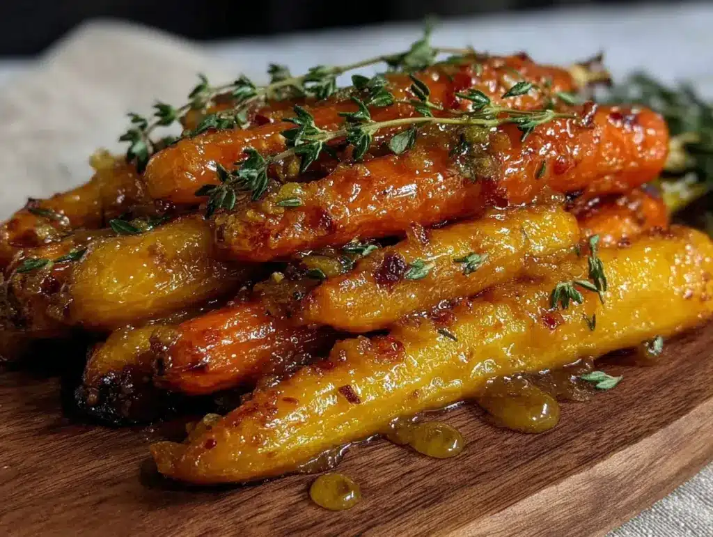 fresh honey thyme roasted carrots - featured image
