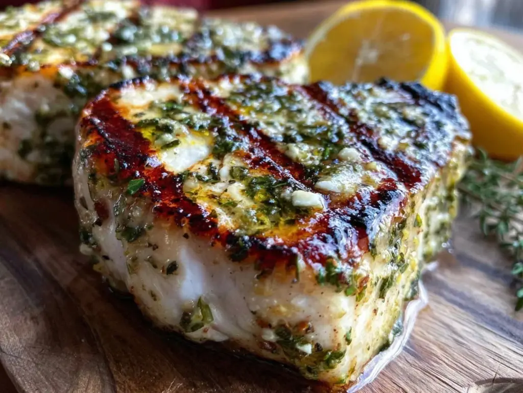 fresh lemon herb grilled swordfish steaks - featured image