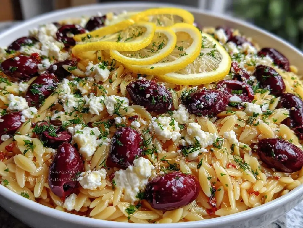 fresh lemon herb orzo salad - featured image