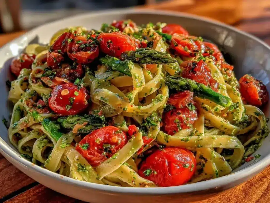 fresh pesto pasta primavera - featured image