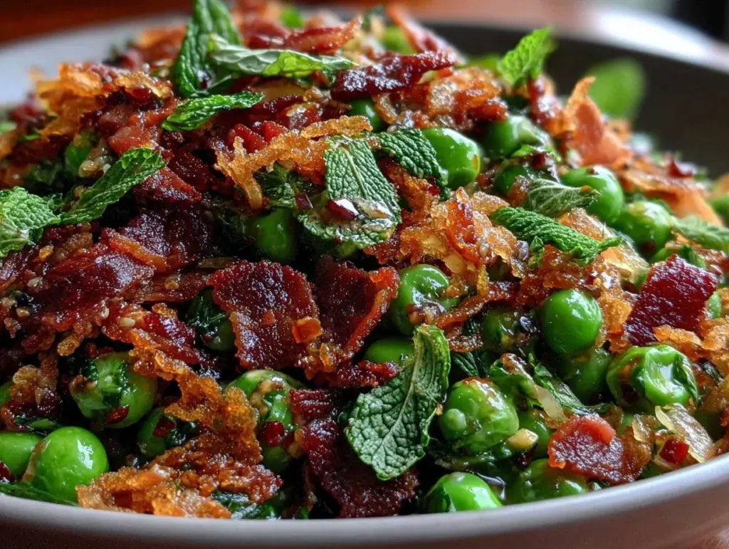 fresh spring pea and bacon salad - featured image