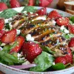 fresh strawberry spinach chicken salad - featured image