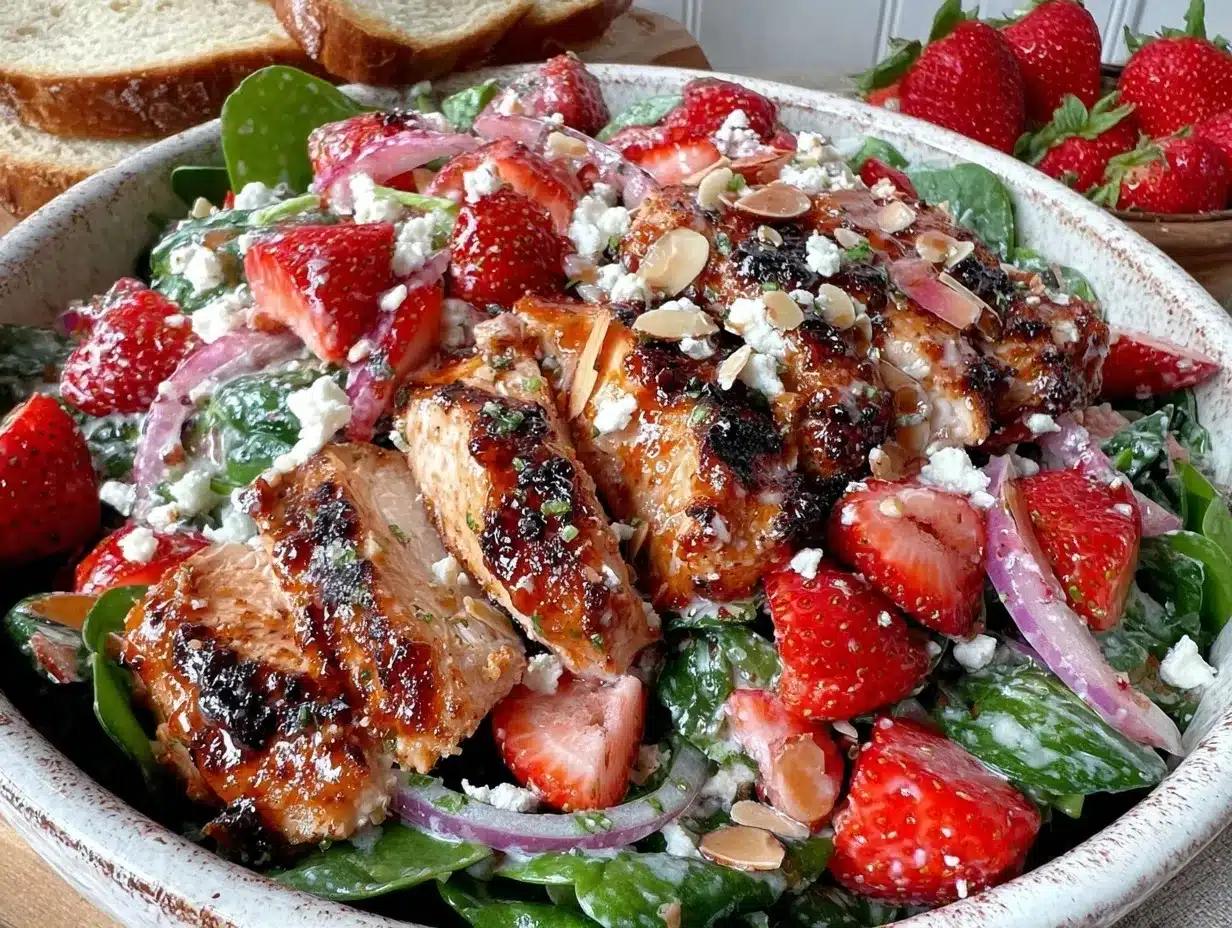 fresh strawberry spinach chicken salad preparation steps