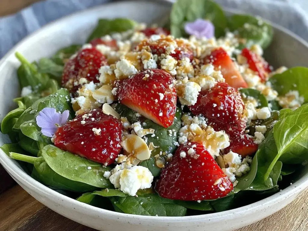 fresh strawberry spinach salad - featured image