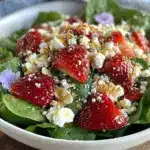fresh strawberry spinach salad - featured image