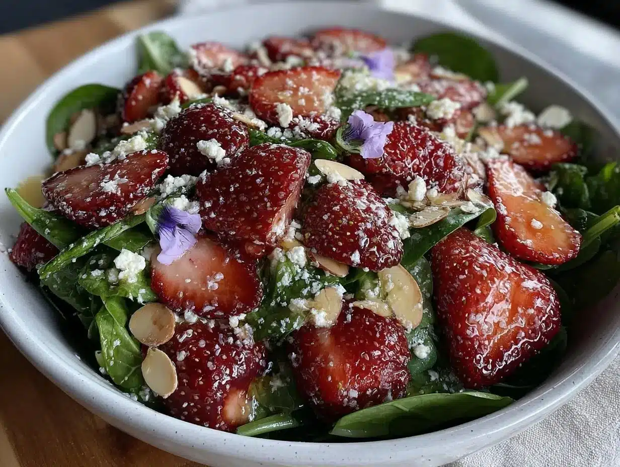 fresh strawberry spinach salad preparation steps
