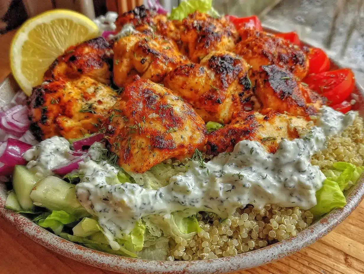 Greek chicken bowl recipe preparation steps