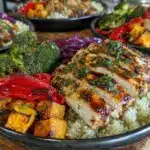 grilled chicken and veggie meal prep bowls - featured image
