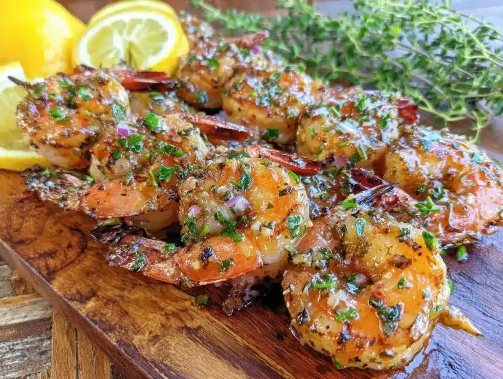 grilled lemon herb shrimp kabobs - featured image