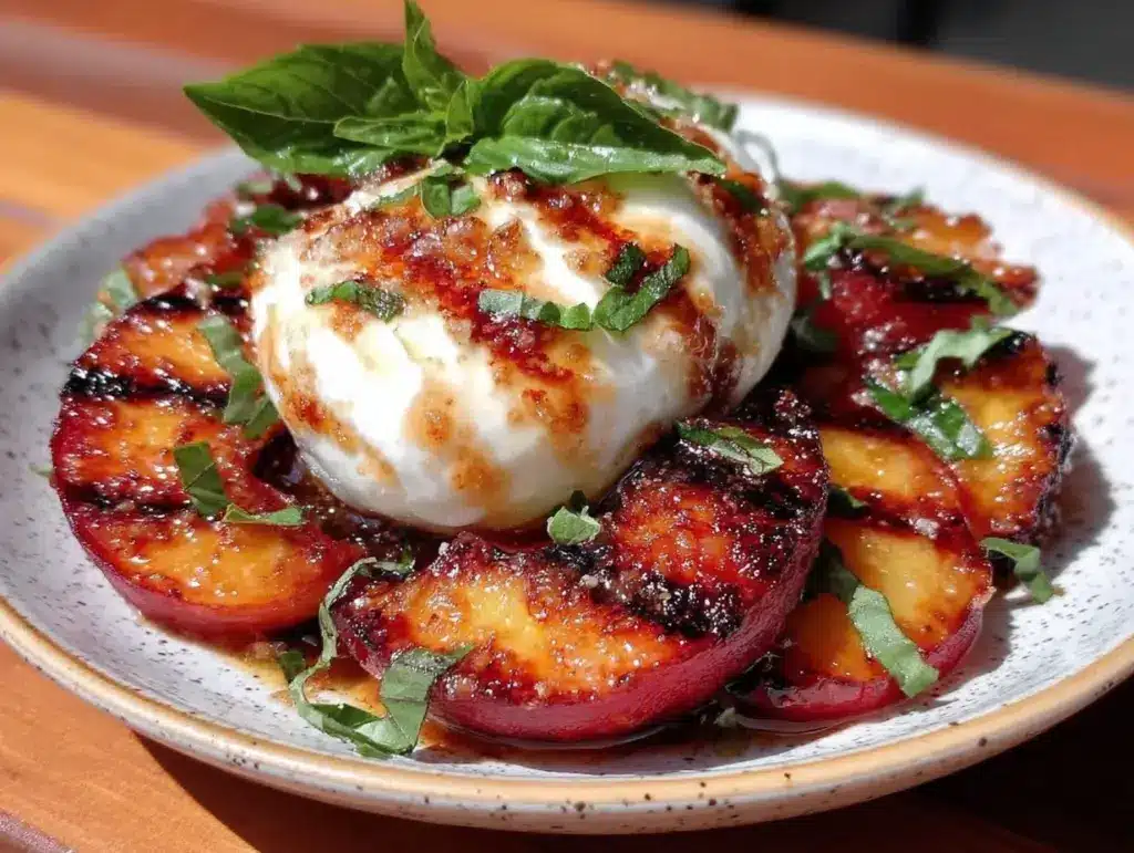 grilled peach and burrata salad - featured image