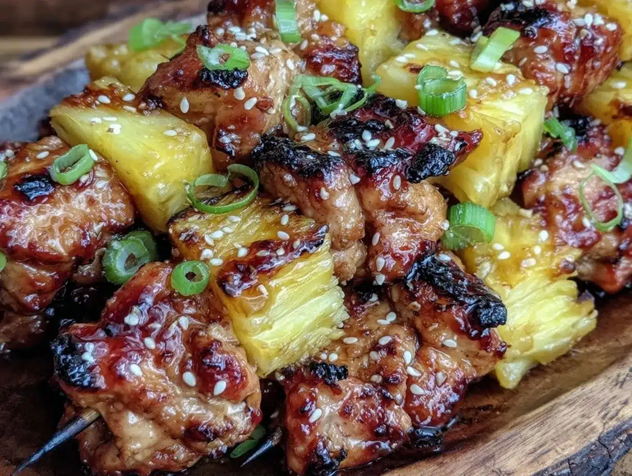 grilled pineapple teriyaki chicken skewers preparation steps