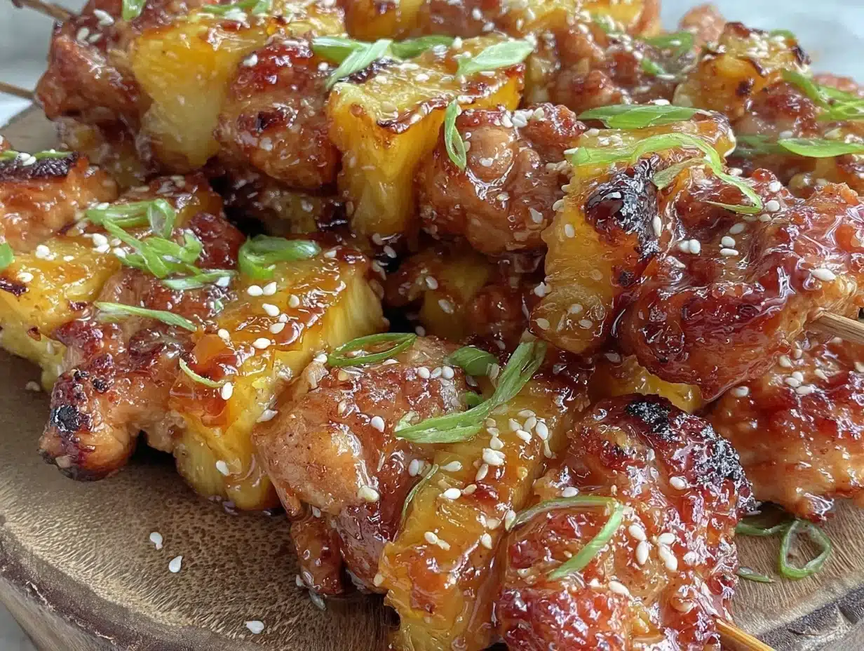 grilled pineapple teriyaki chicken skewers - featured image