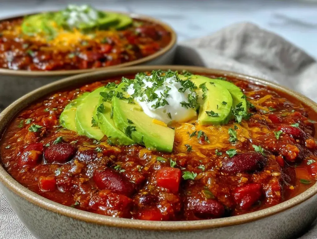 hearty vegetarian chili - featured image