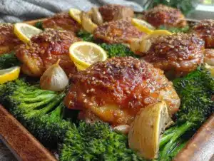 honey garlic chicken with broccoli - featured image