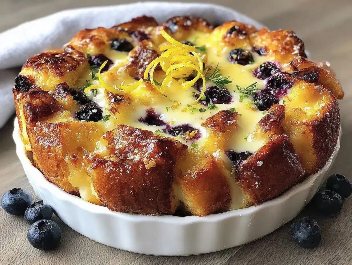 lemon blueberry french toast casserole preparation steps